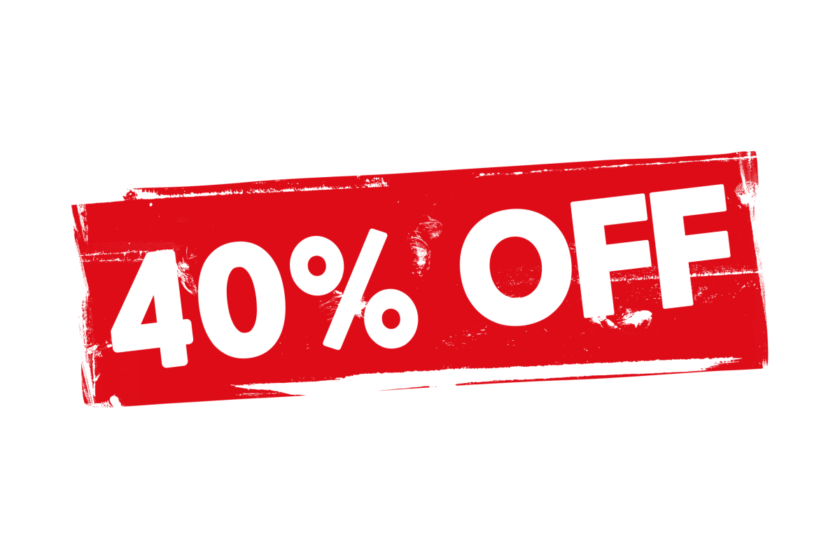 grunge 40 percent off label png